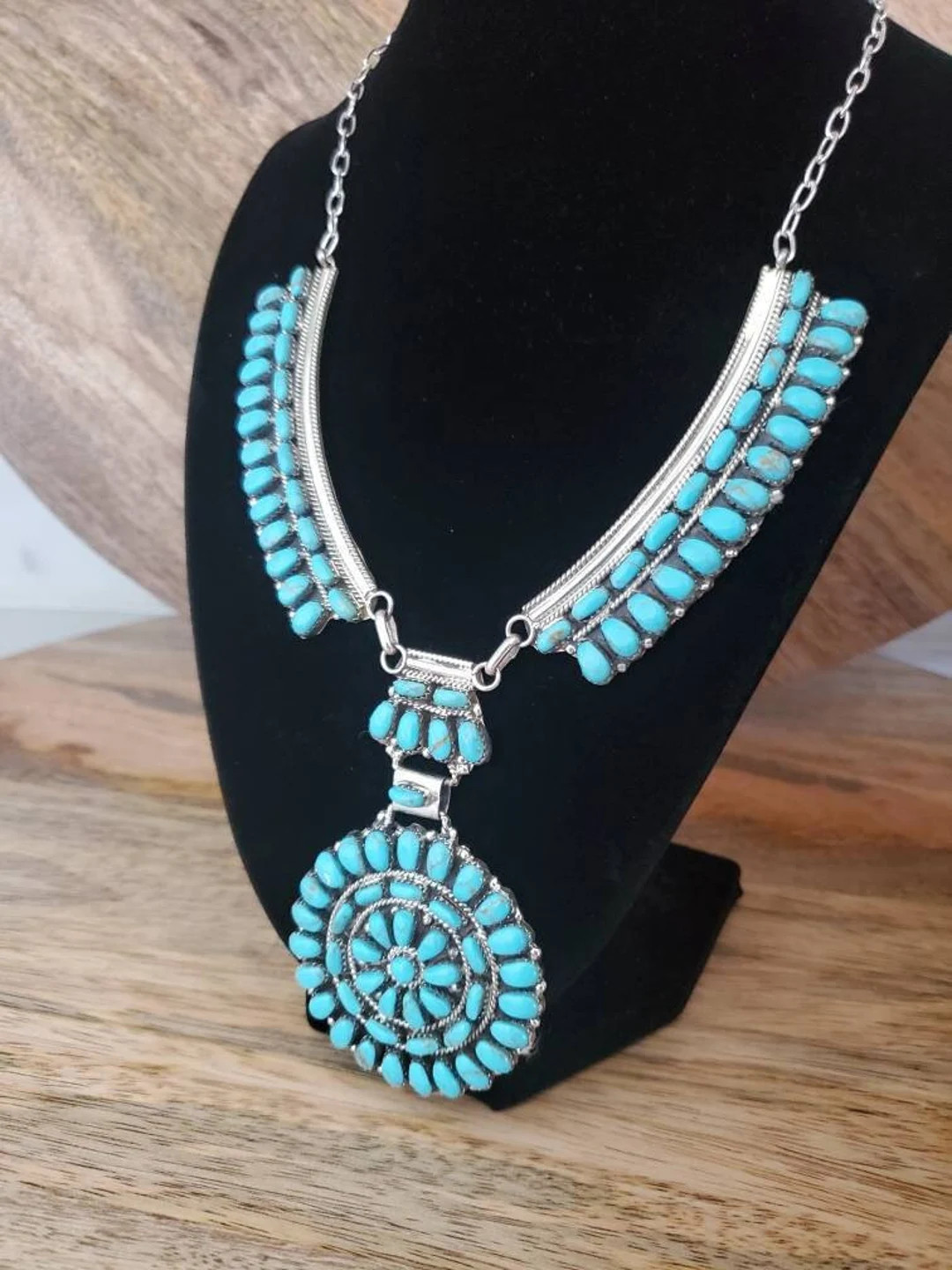 Turquoise Necklace for Women Turquoise Jewelry Necklace for Her Silver Turquoise Necklace Squash ... | Etsy (US)