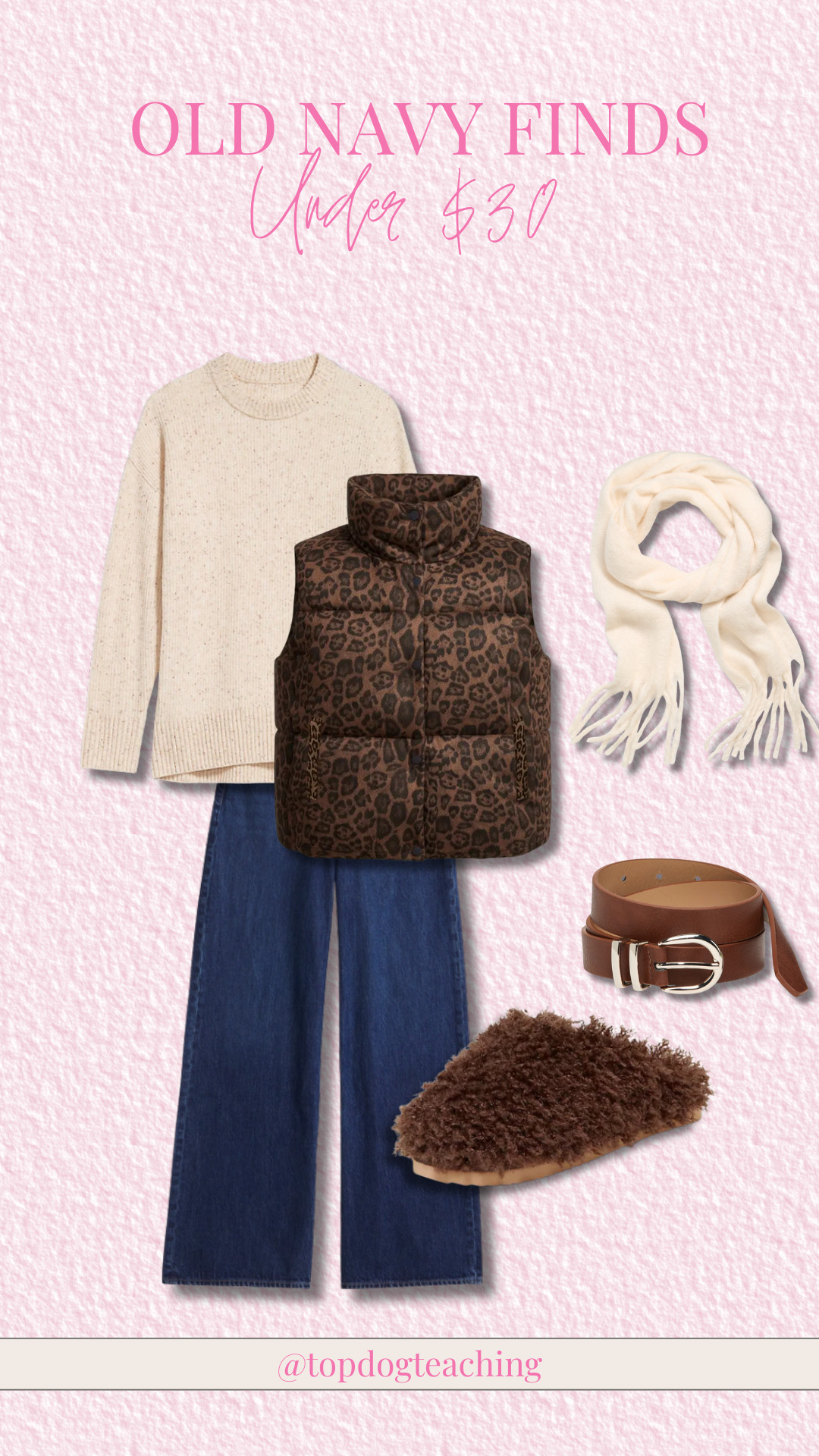 Fall outfit inspo--all items under $30! Perfect for wearing in the classroom or while running errands on the weekend.

fall outfit idea, OOTD, faux fur slippers, puffer vest, elevated casual, classroom style  

 #LTKCyberWeek #LTKmomlife #LTKSeasonal