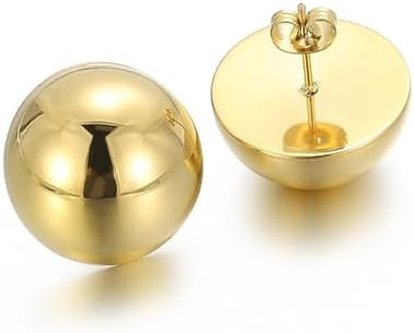 Gold Silver Half Ball Stud Earrings High Polished Round Earrings Trendy Jewelry for Women 20mm/18... | Amazon (US)