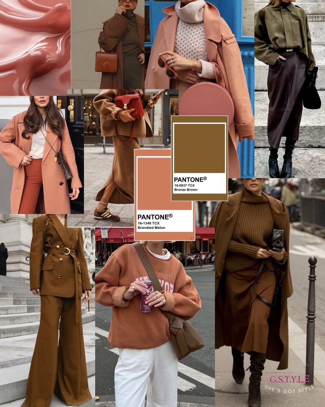 Bronze Brown + Brandied Melon 🤎🍑

Earthy meets radiant. Effortlessly refined.

More color pairings coming soon! 🎨✨

Save for later inspiration! 💙 #shes_got_style_

#pantone #pantonecolors #fashionweek #outfit #colorpalettes #bronzebrown #brown #brandiedmelon#orange

#LTKStyleTip #LTKSeasonal #LTKBeauty