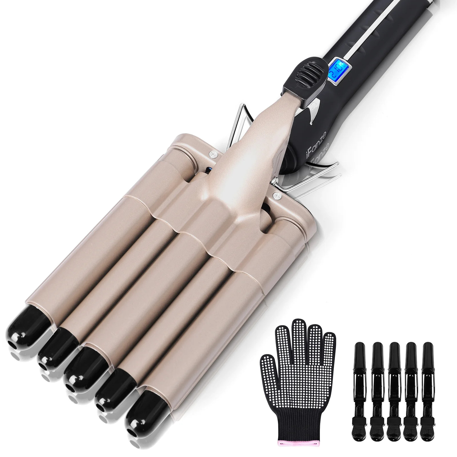 5 Barrel Hair Curling Iron,0.5 inch Five Barrels Beach Waves Automatic Ceramic Tourmaline Adjusta... | Walmart (US)