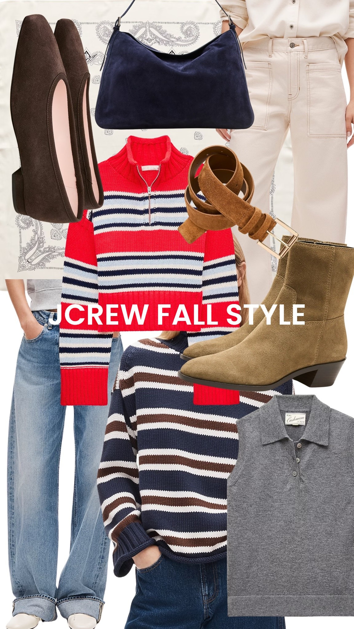 Stripes, denim, suede boots, cashmere so much cuteness at Jcrew for fall right now!