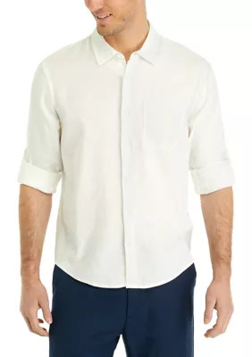 Magaschoni Men's Long Sleeve Button Up Shirt, White, Large | Belk