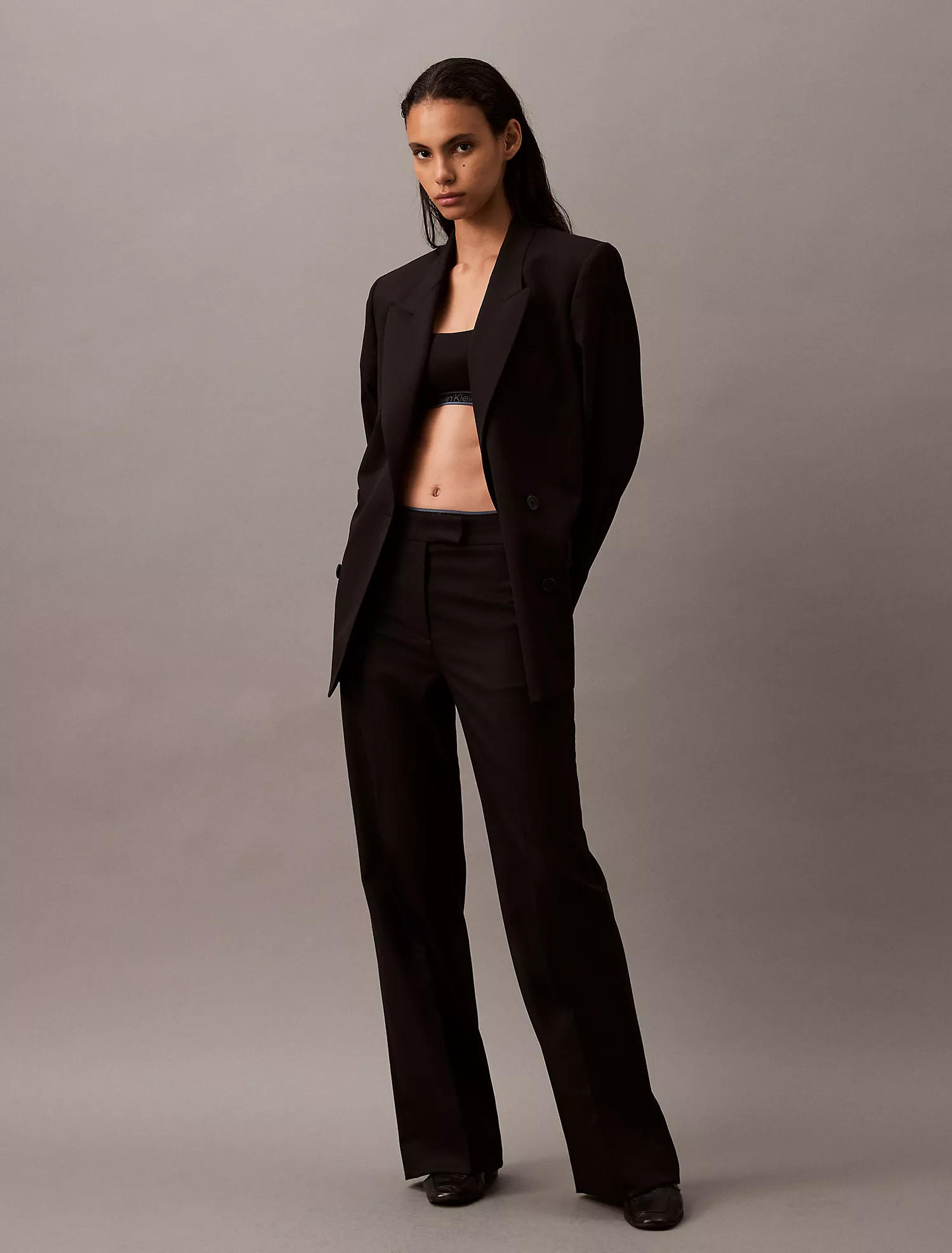 Wool Gabardine Blend Flared Pants | Calvin Klein | Calvin Klein (US)