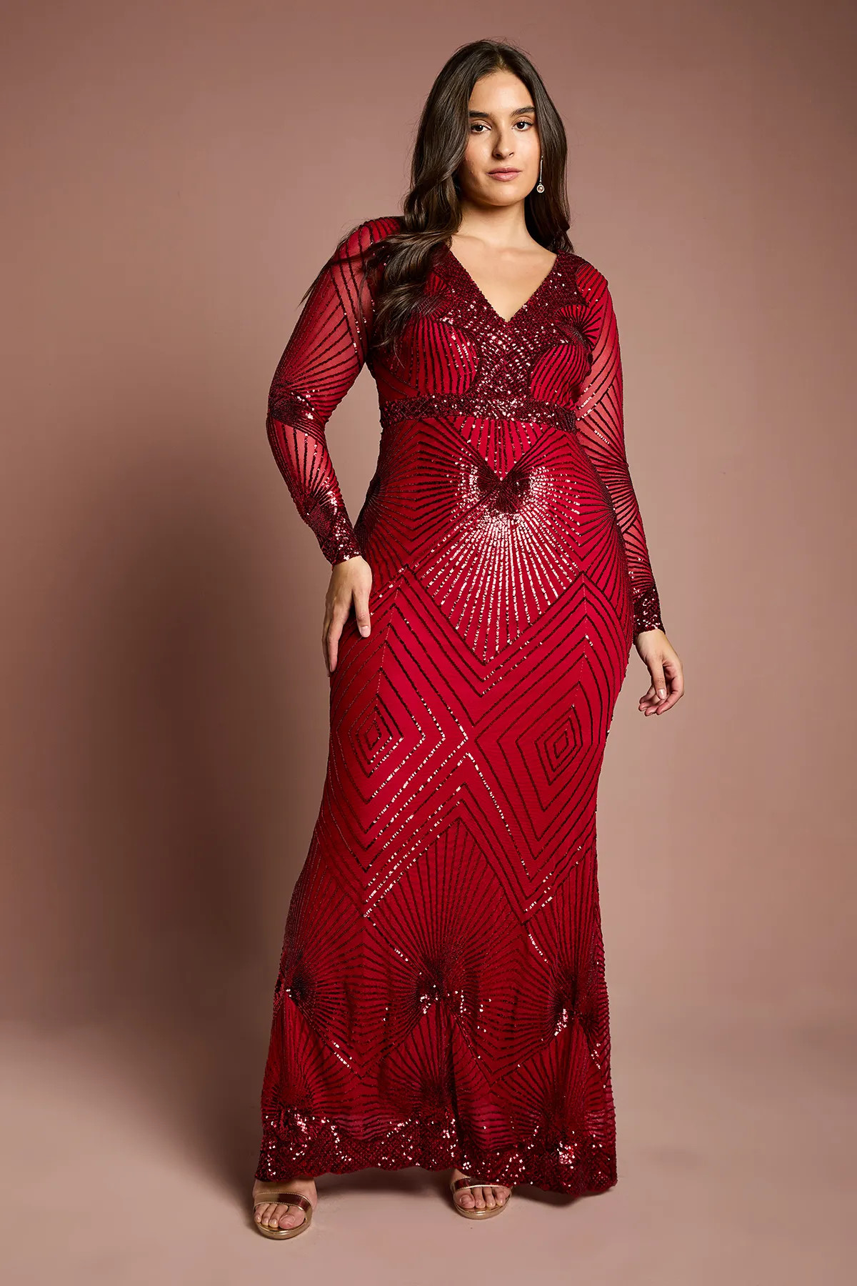 Plus Size Long Sleeve Embellished Maxi Dress | boohoo (US & Canada)
