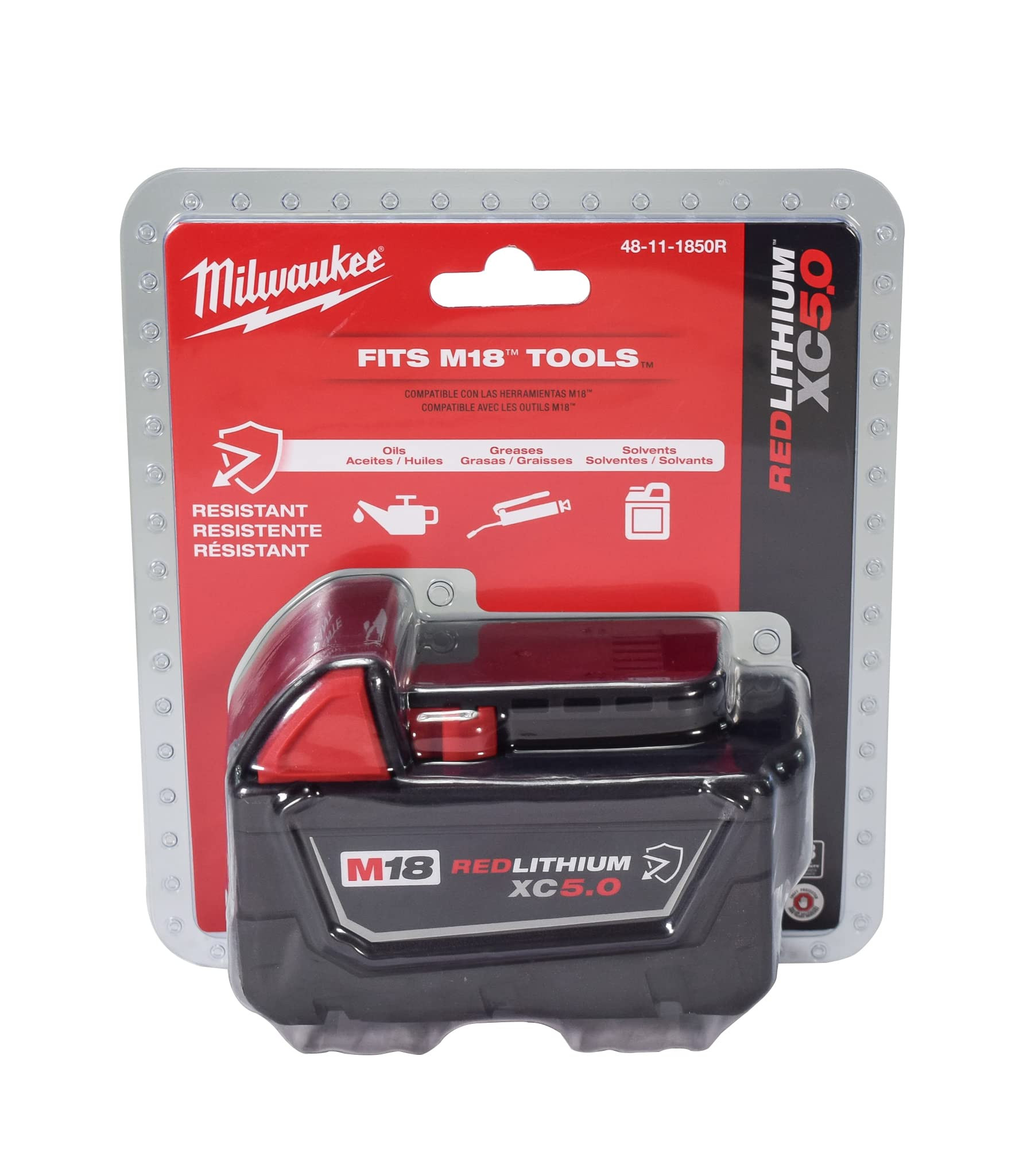 Milwaukee 48-11-1850R M18 18V 5Ah XC Extended Capacity Resistant Battery 2 Pack, (48-11-1850Rx2) | Amazon (US)