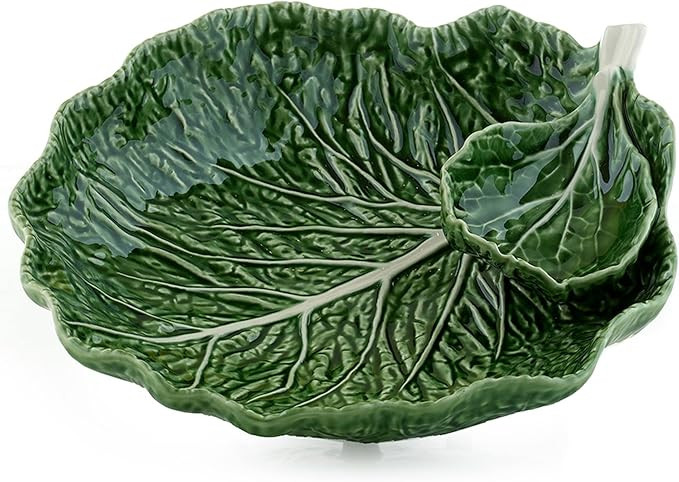 Bordallo Pinheiro Green Cabbage 8 Inch Chip and Dip Bowl | Amazon (US)