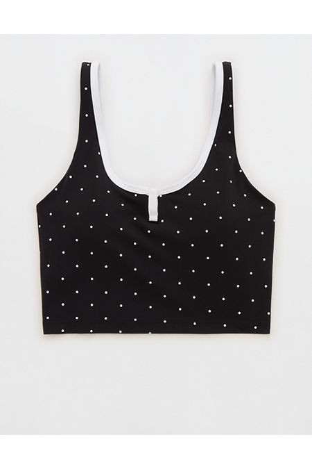 OFFLINE By Aerie Real Me Tipped Low Key Longline Sports Bra Women's True Black XXS | Aerie