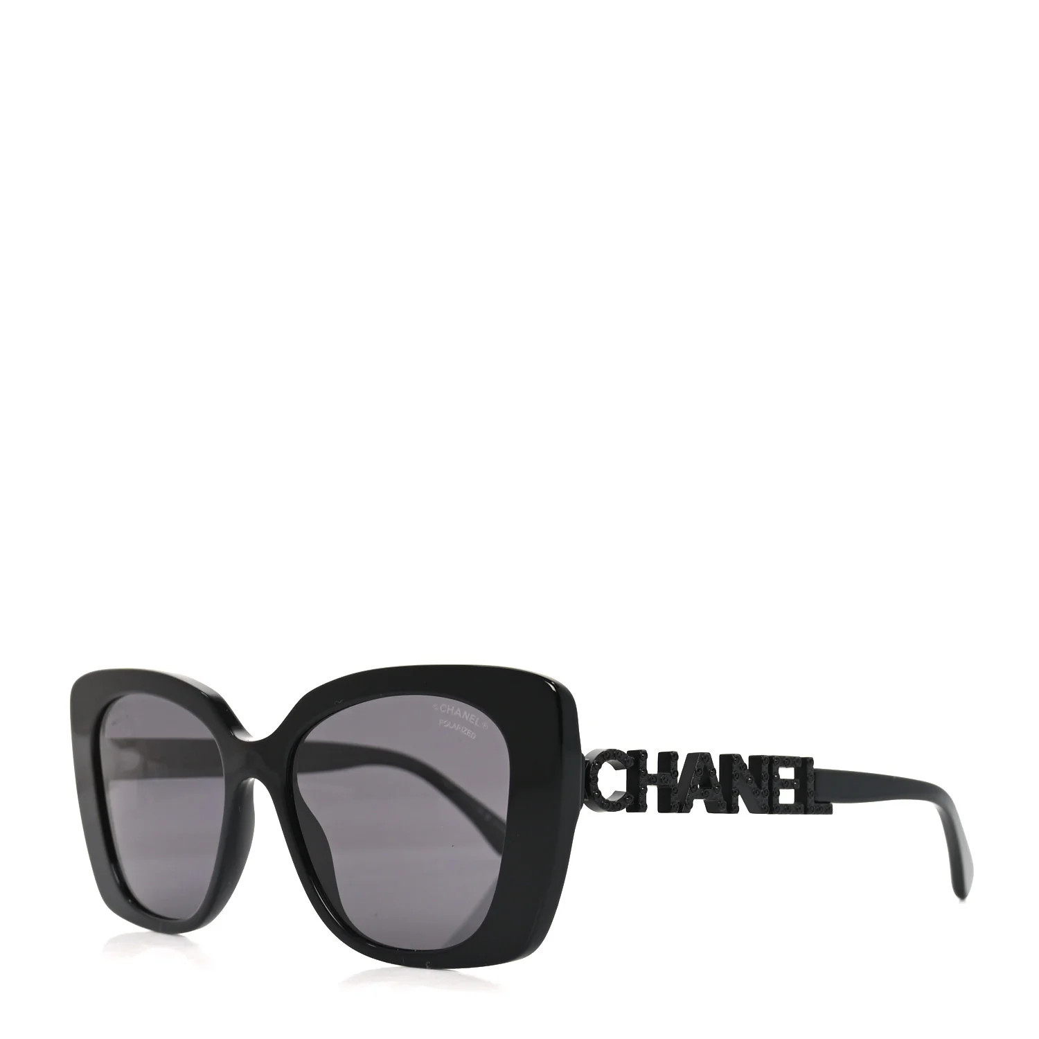 Acetate Strass Polarized Square Sunglasses 5422-B Black Black | FASHIONPHILE (US)