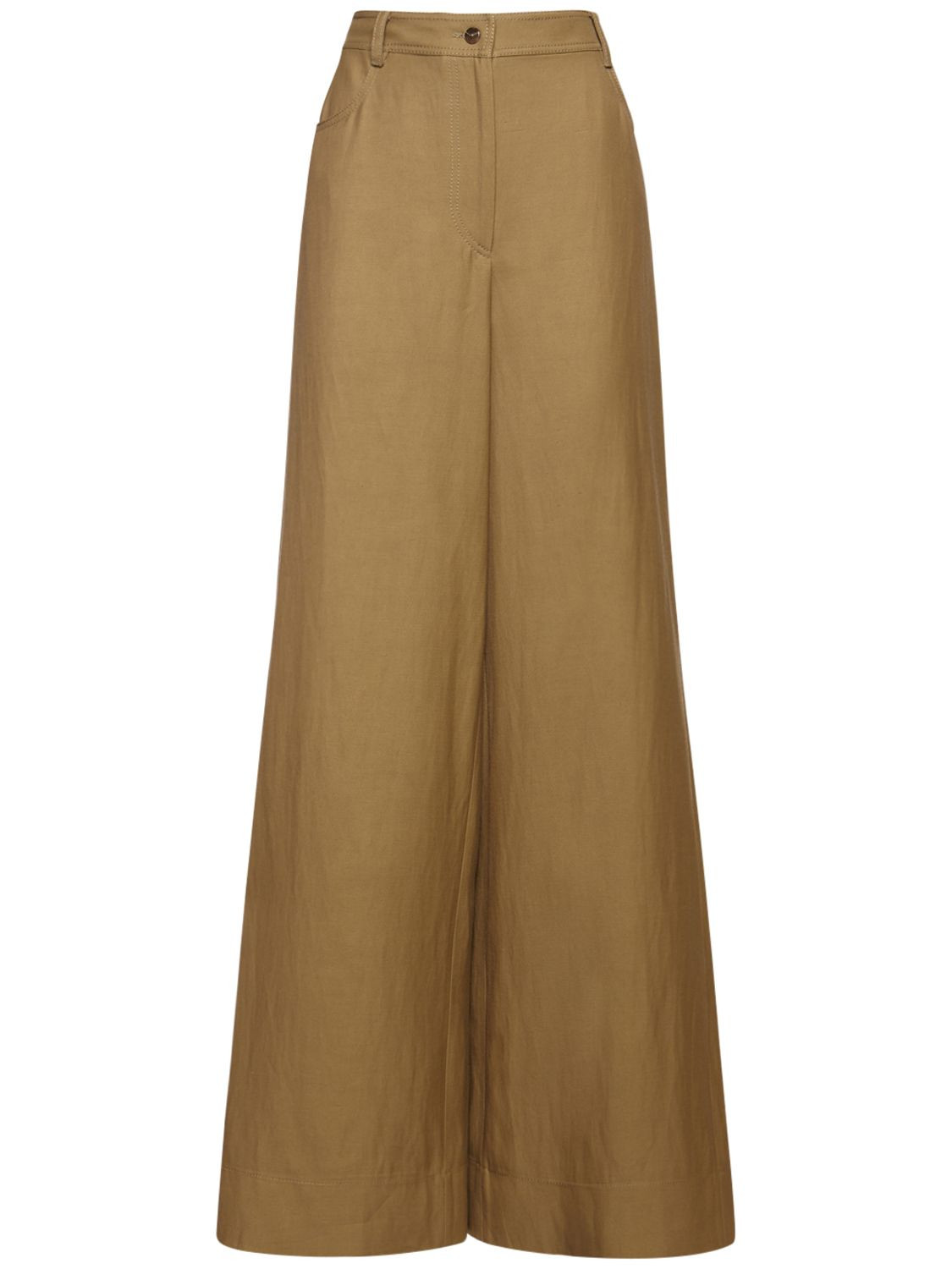 Alberta Ferretti - Viscose & linen twill wide leg pants - Green | Luisaviaroma | Luisaviaroma