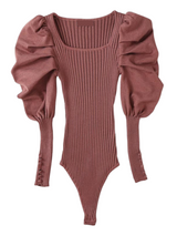 'Marie' Ribbed Puff Sleeves Bodysuit (4 Colors) | Goodnight Macaroon