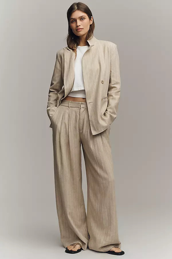 The Avery Linen Blend Stripe Twill Pants by Maeve | Anthropologie (US)