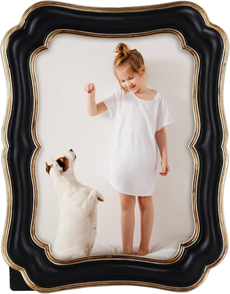PHAREGE 5x7 Vintage Picture Frame Black Gold, Ornate Antique Picture Frame for 5x7 Photo, Retro P... | Amazon (US)