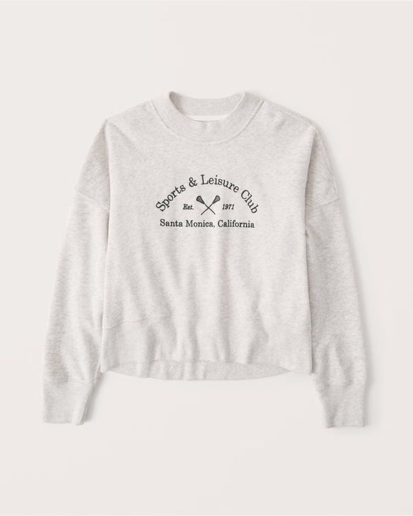 Women's 90s Sharkbite Cropped Graphic Crew Sweatshirt | Women's Tops | Abercrombie.com | Abercrombie & Fitch (US)