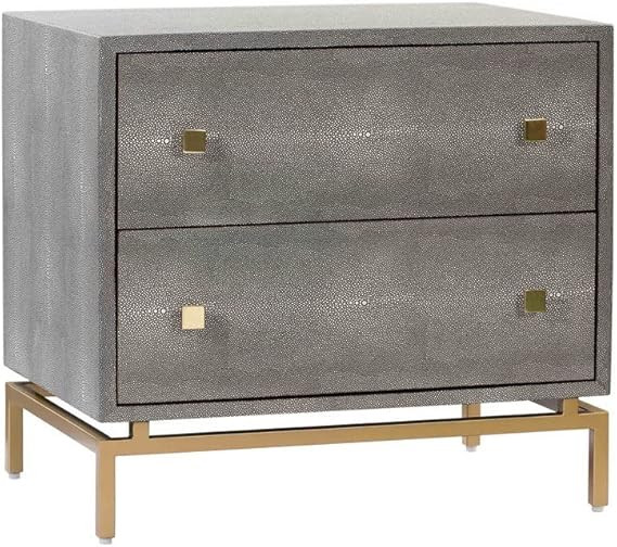 TOV Furniture Pesce Shagreen Modern Textured 2 Drawer Bedroom Nightstand, 25" Grey | Amazon (US)