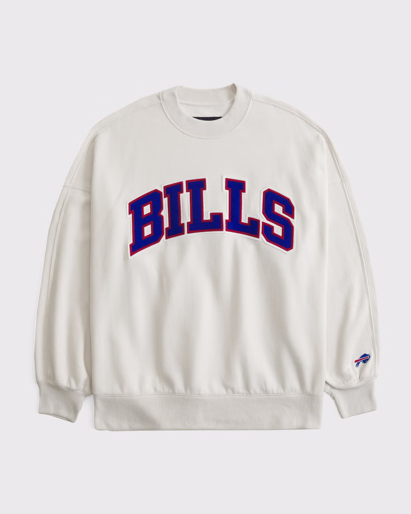 Abercrombie & Fitch Women's Buffalo Bills Graphic Oversized Sunday Crew in Cream - Bills - Size XXS | Abercrombie & Fitch (US)