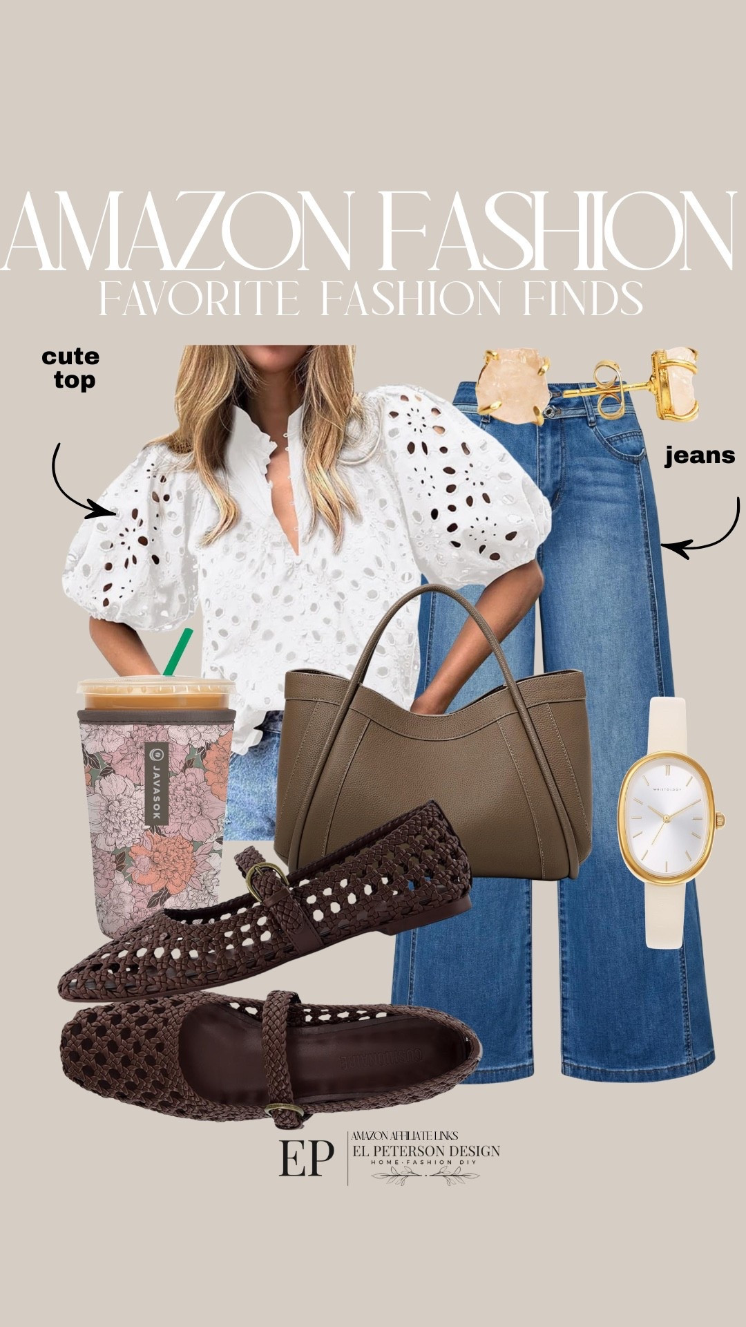 Amazon Fashion
Top
Jeans
Earrings
Maryjane flats
Purse
Watch
Insulated cup sleeve 