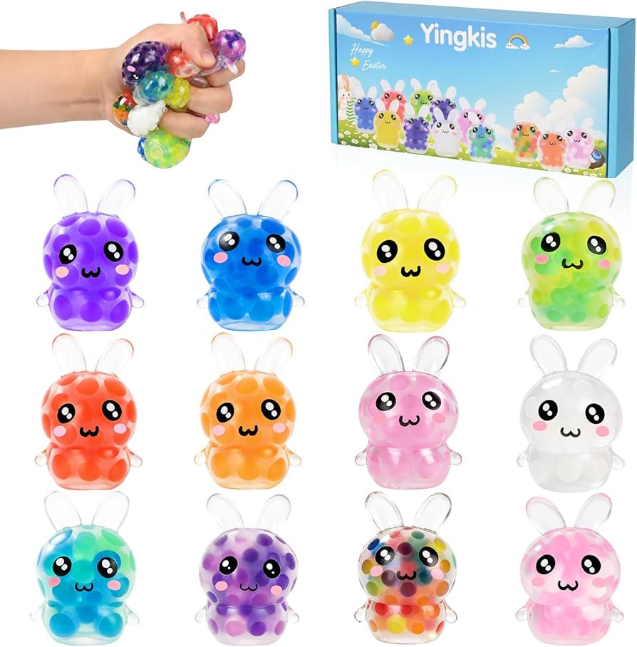 Easter Egg Fillers – 12 Pcs Mini Bunny Squishy Balls, Non-Candy Easter Basket Stuffers, Squishy... | Amazon (US)