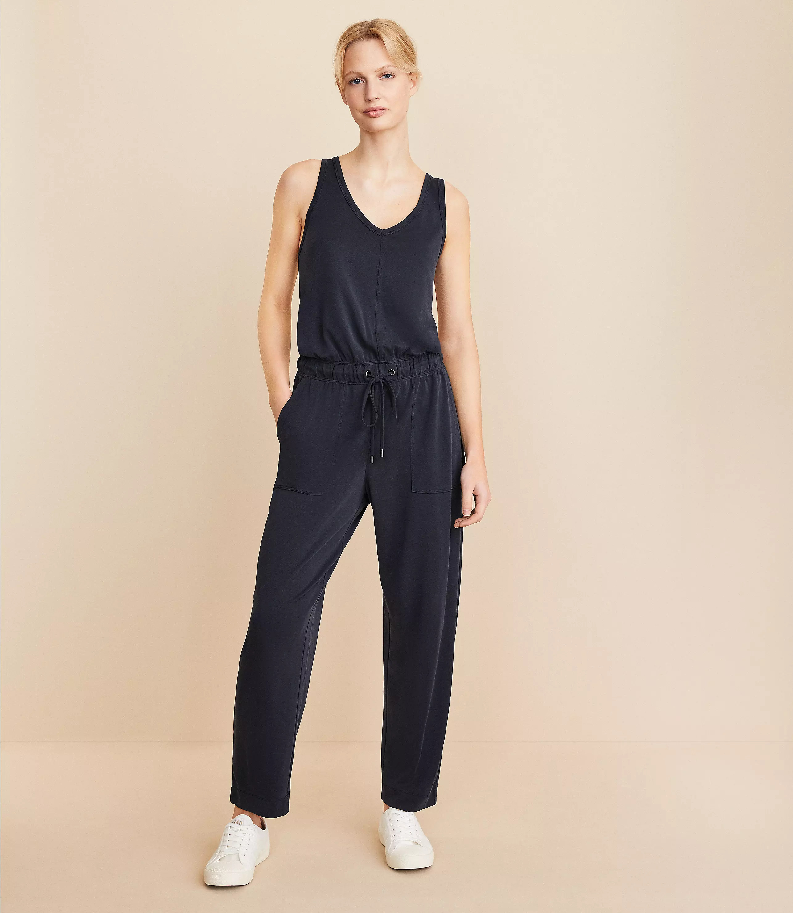Lou & Grey Sandwashed Tapered Jumpsuit | LOFT