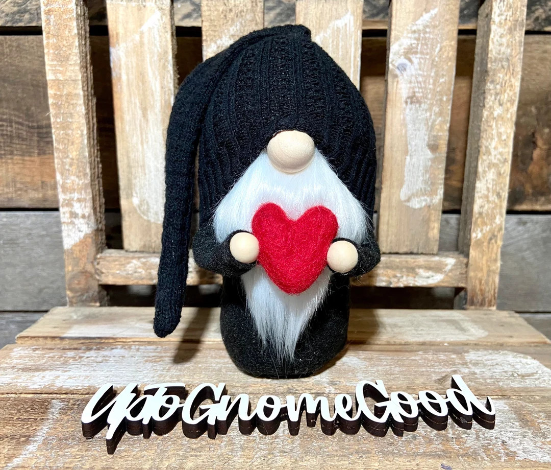 Valentine's Day Gnome/Black & Red Valentine Gnome | Etsy (US)