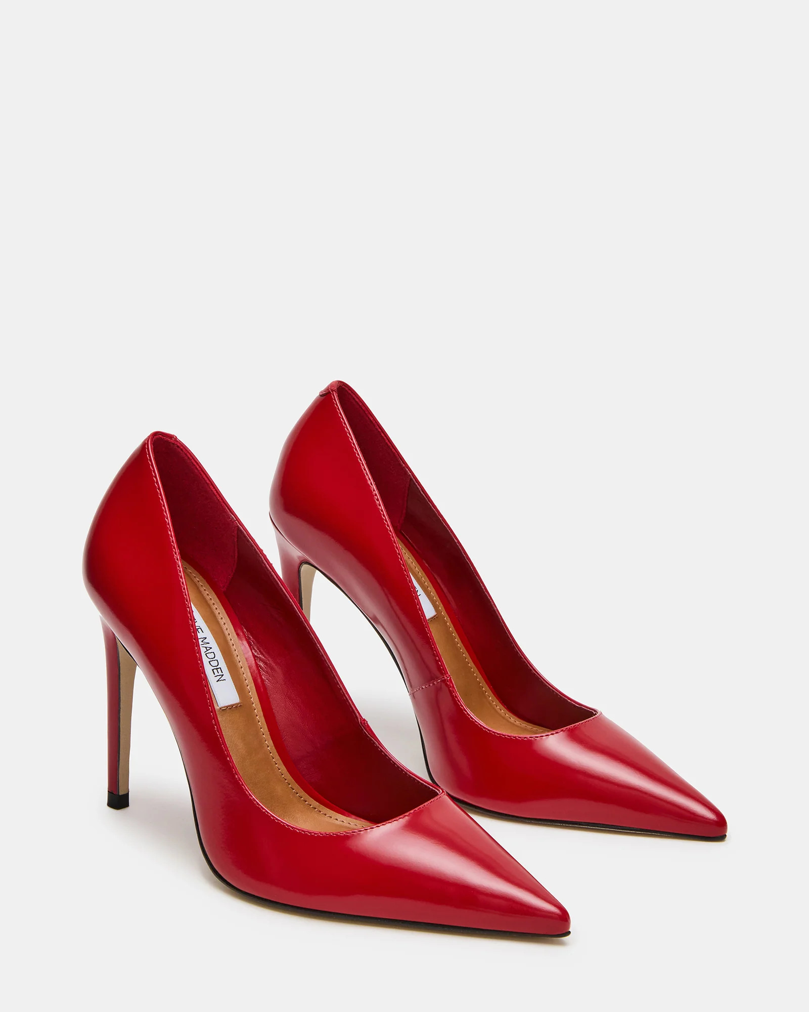 NOIR Red Leather Pointed-Toe Stiletto Pump Women's Heels | Steve Madden (US)