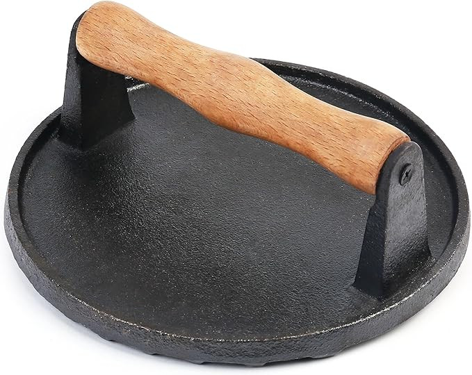 LotFancy Cast Iron Grill Press, 7 Inch, Smash Burger Press for Griddle, Round Bacon Meat Smasher,... | Amazon (US)