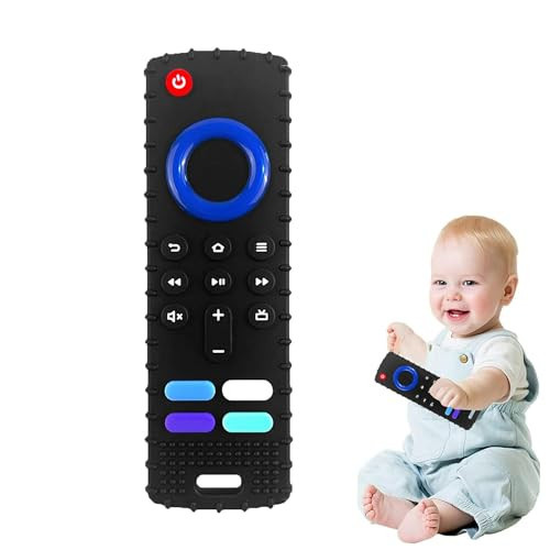ERSIHUA Baby Teething Toys-TV Remote Control Shape Silicone Infants Teething Toys for Babies 0-18 Months,BPA-Free (Black) | Amazon (US)