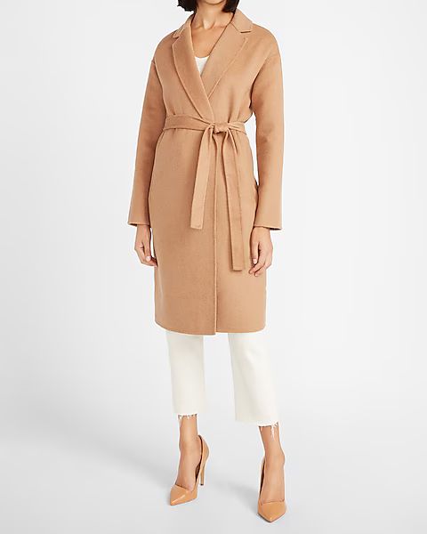 Belted Wrap Front Wool Coat | Express