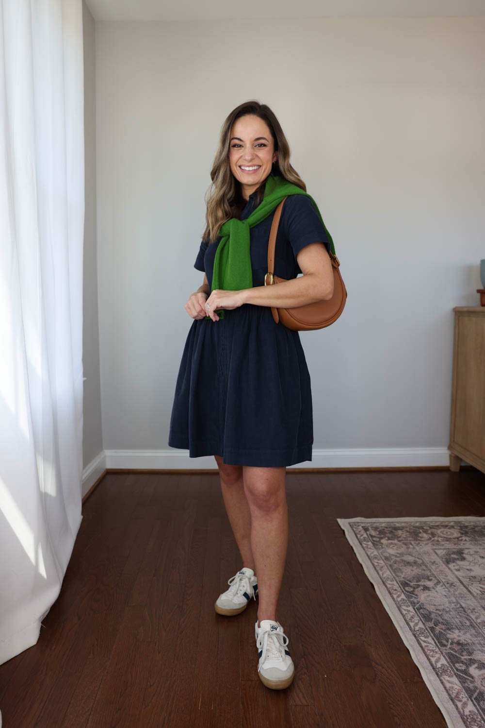One corduroy dress, four ways to wear it! 

Dress: 00 - also comes in petite! 

Sweater (J.Crew): xxs 
Sneakers (Gola): true to size

#LTKPetite