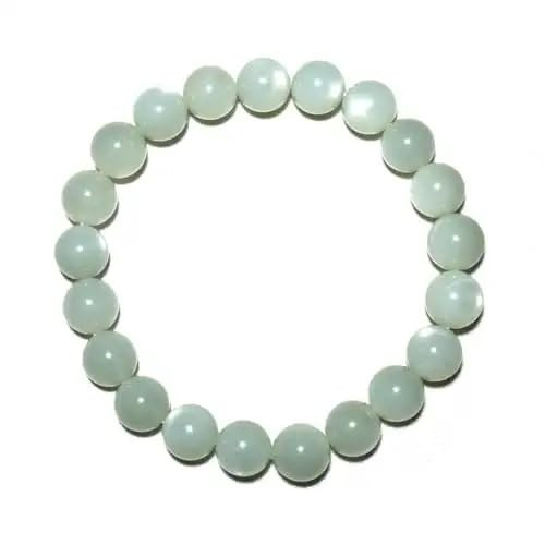 OwizJade 8MM Green Moonstone Bracelet, Unisex Natural Gemstone Round Beads Stretch Bracelet Healing Crystal Beads, A for Women Men | Amazon (US)