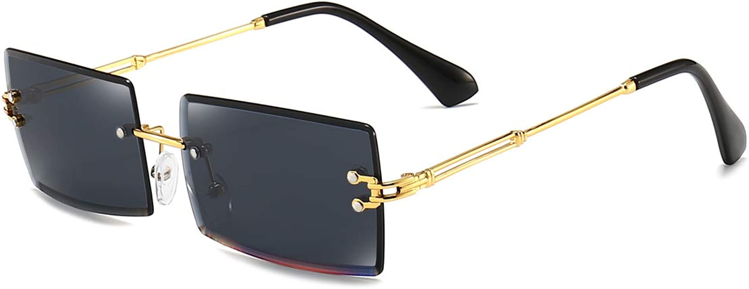 Dollger Rimless Rectangle Sunglasses for Women Fashion Frameless Square Glasses for Men Ultraligh... | Amazon (US)