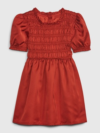 Toddler Puff Sleeve Smocked Satin Dress | Gap (US)