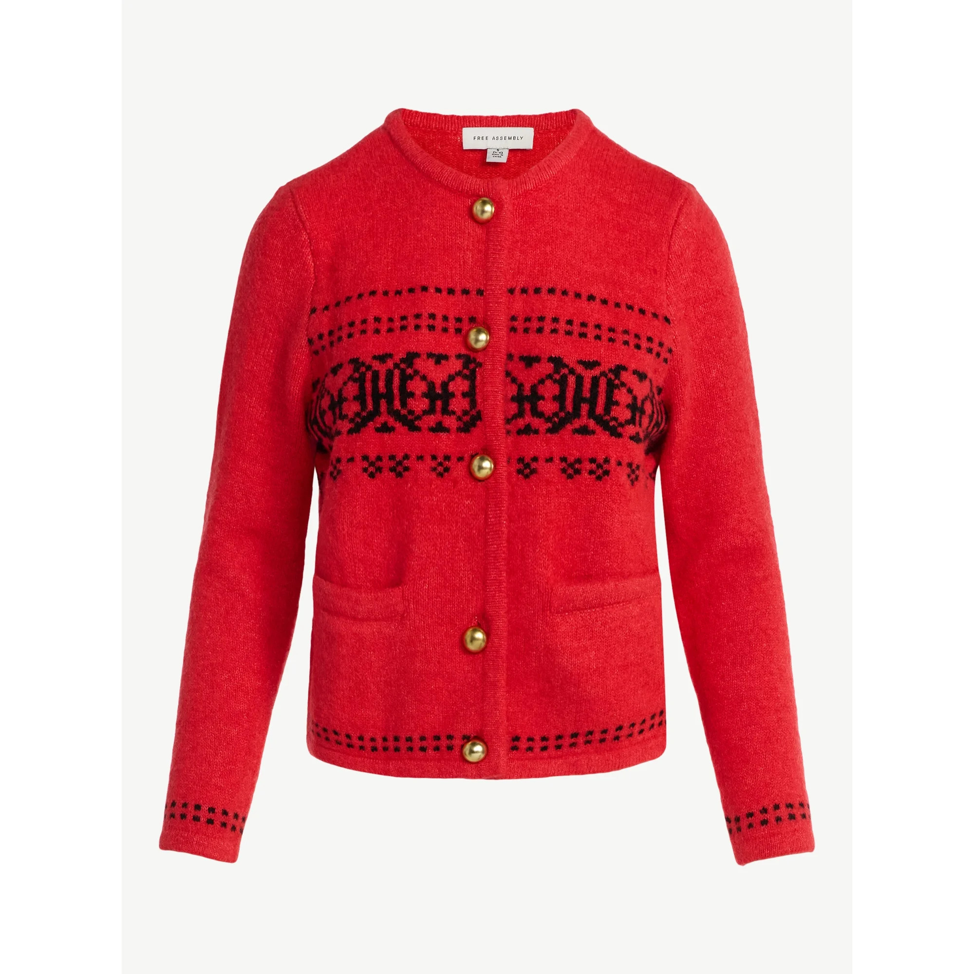 Free Assembly Women's and Women's Plus Fair Isle Cardigan with Welt Pockets, Midweight, Sizes XS-... | Walmart (US)