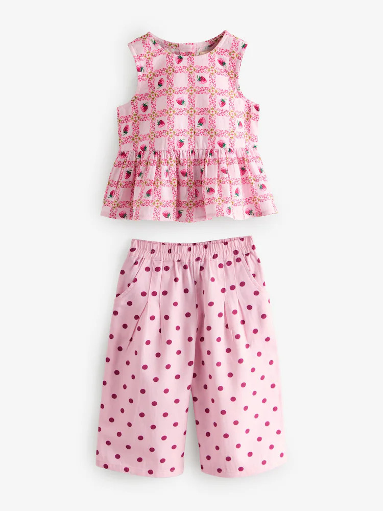Cath Kidston Pink Strawberries Blouse And Trousers Set (3mths-8yrs) | Next US