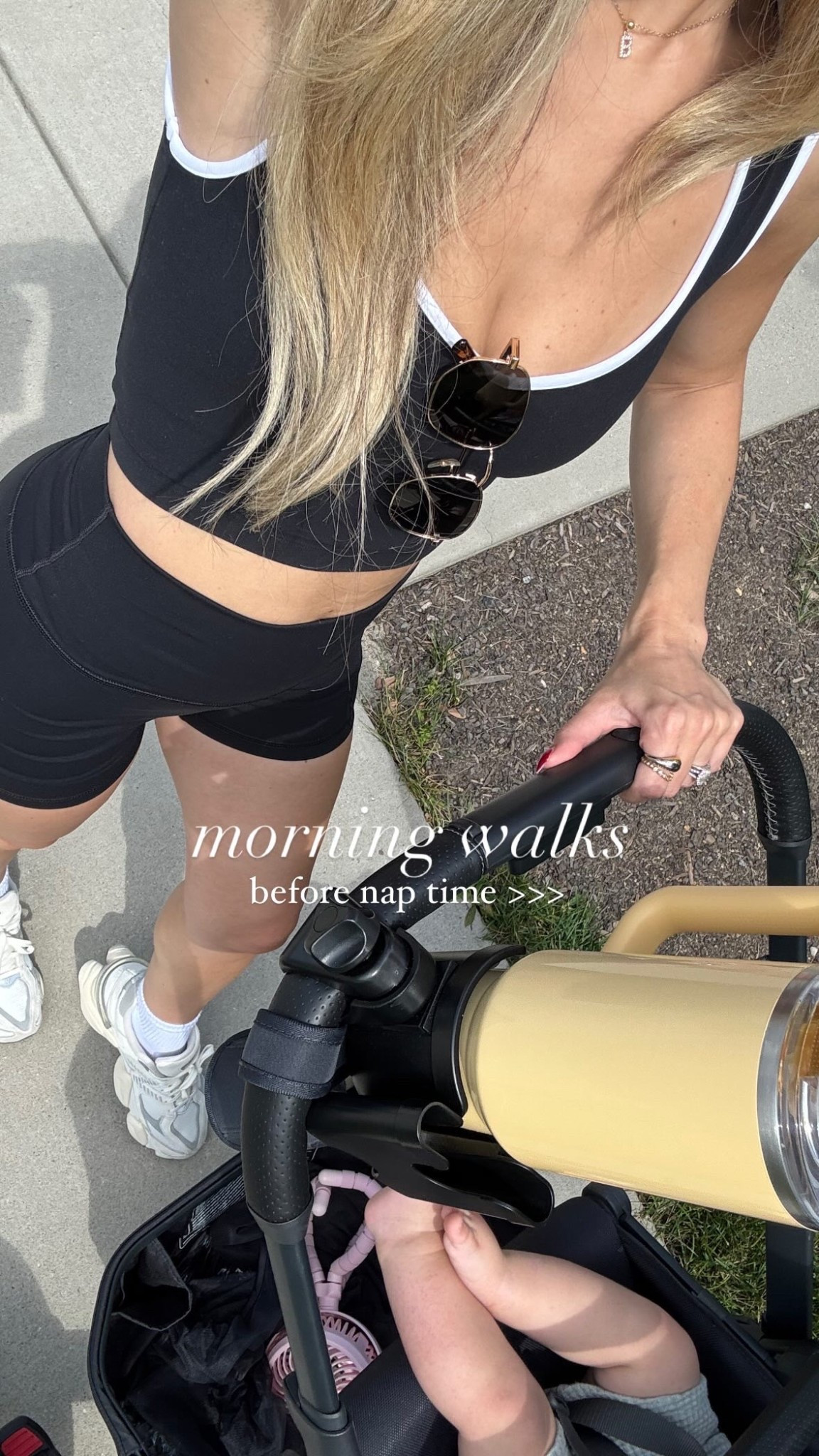 Morning walks before nap time >>> this work out set and sneakers are a fave & I can’t go without my cup holder attachment for the stroller 👏🏼🤍

#LTKFamily #LTKBaby #LTKActive
