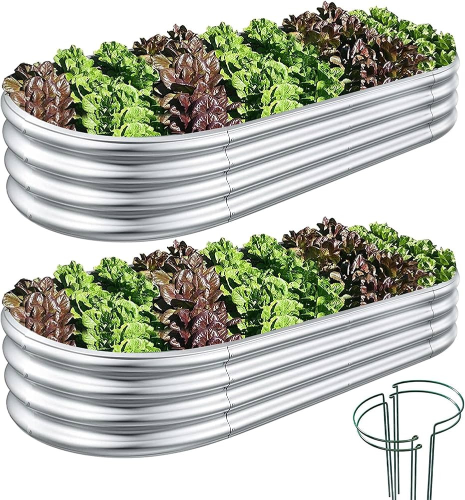 COATTOA Galvanized Raised Garden Bed, Raised Garden Boxes, 2 Pcs 6×3×1ft Outdoor Galvanized Pla... | Amazon (CA)