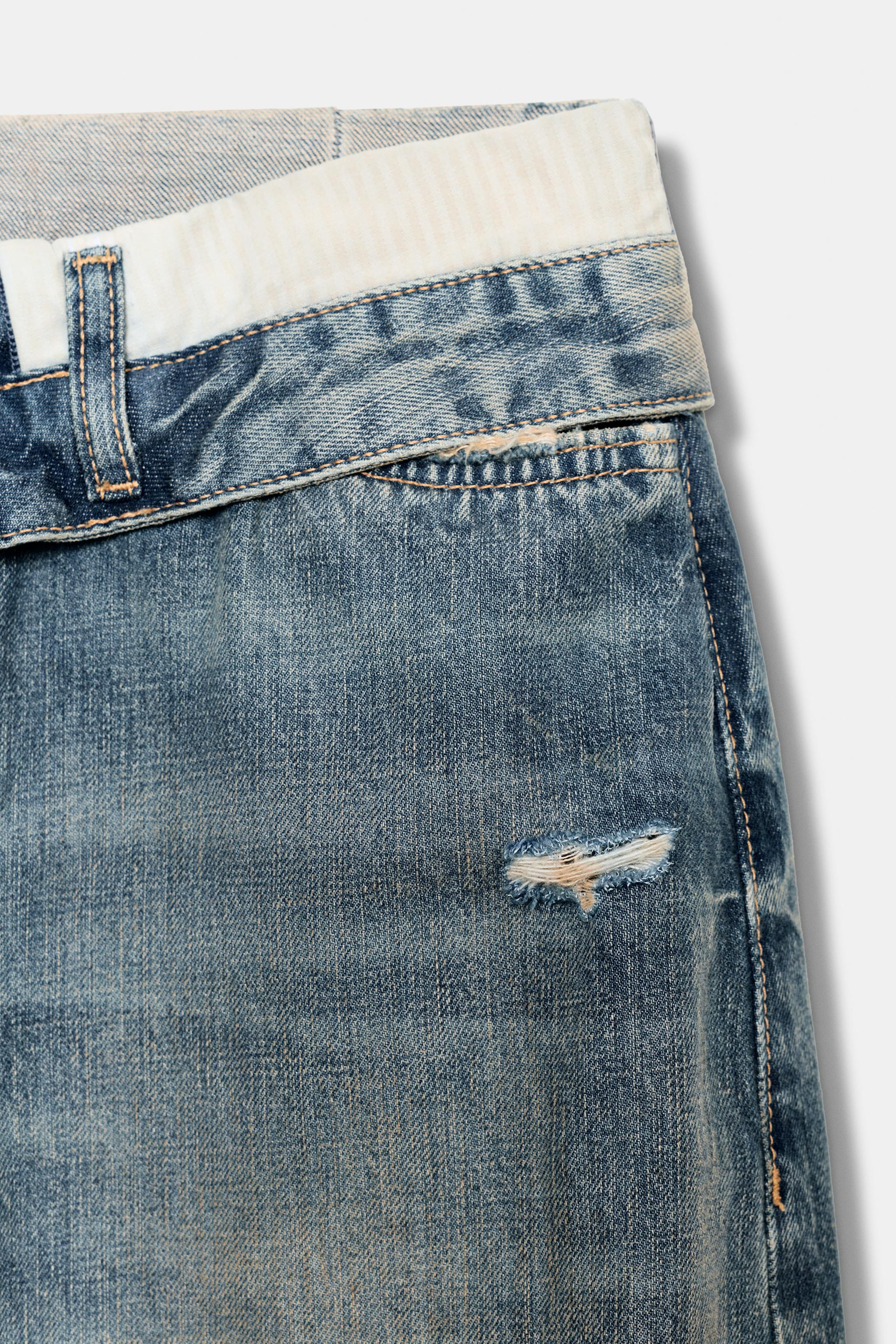 TRF MID-RISE FOLDED WAIST JEANS | Zara US