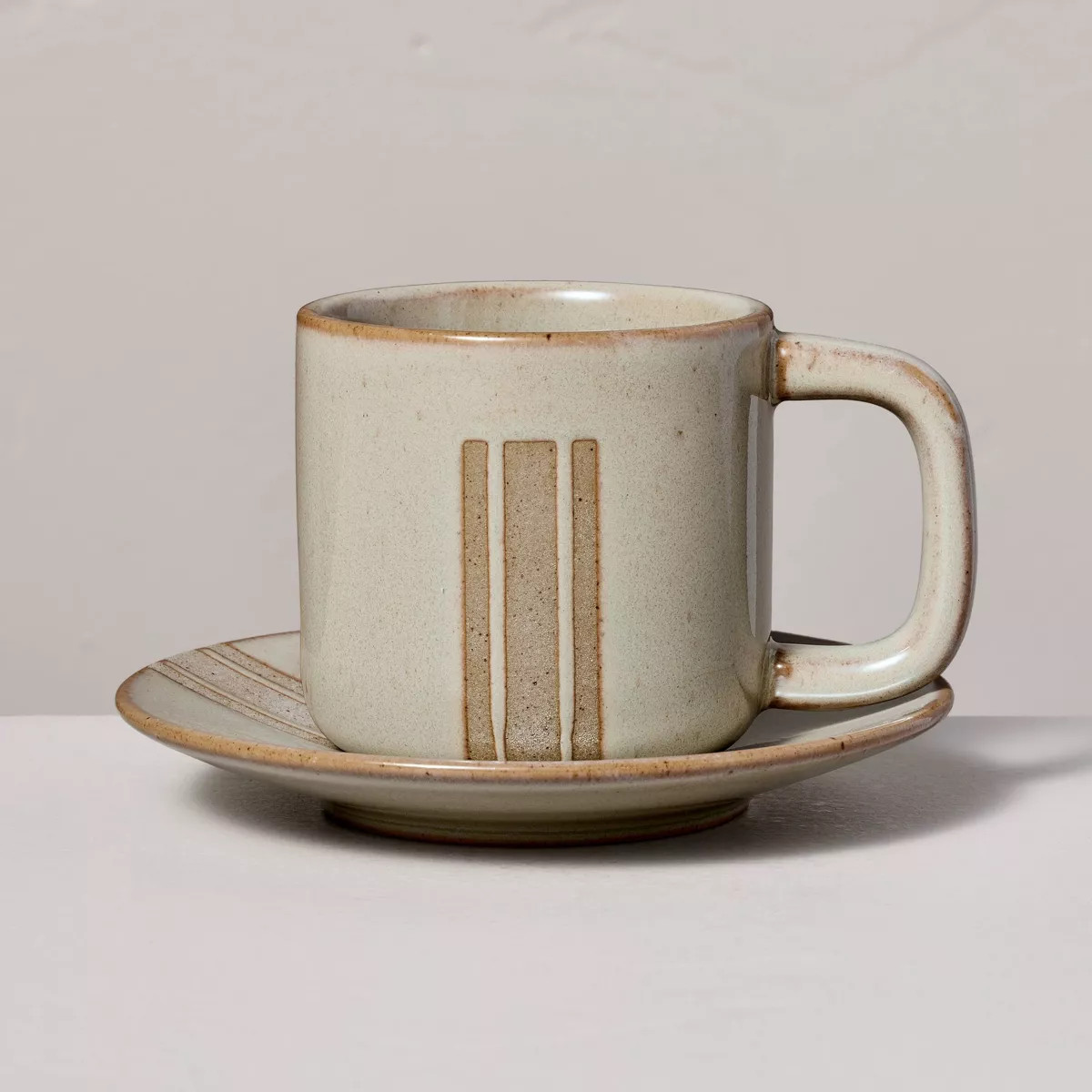 5oz Modern Stripe Stoneware Espresso Cup and Saucer Set Serene Green - Hearth & Hand™ with Magn... | Target