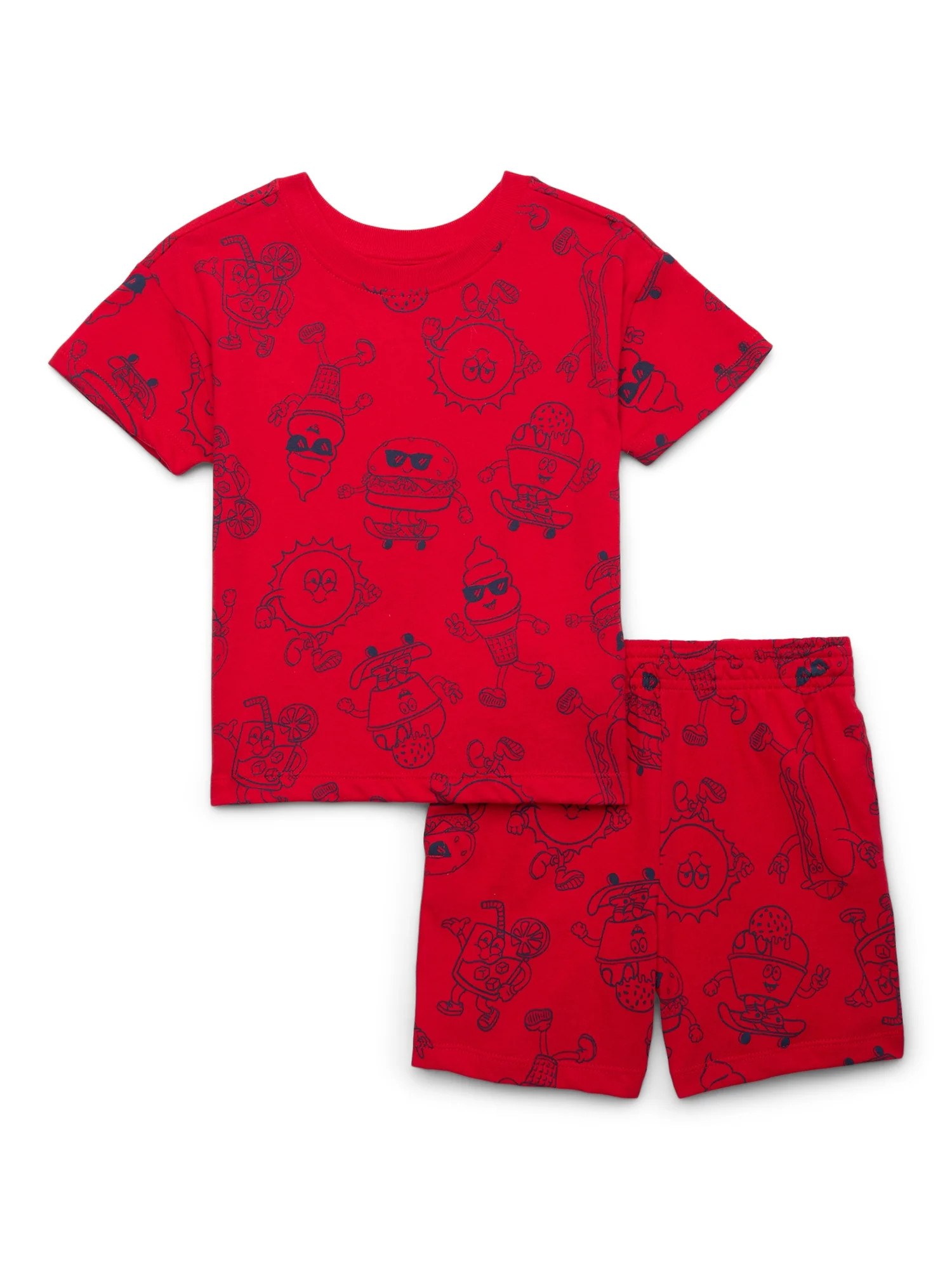 Wonder Nation Toddler Boy Printed Jersey Tee and Shorts Set, 2-Piece, Sizes 12M-5T | Walmart (US)