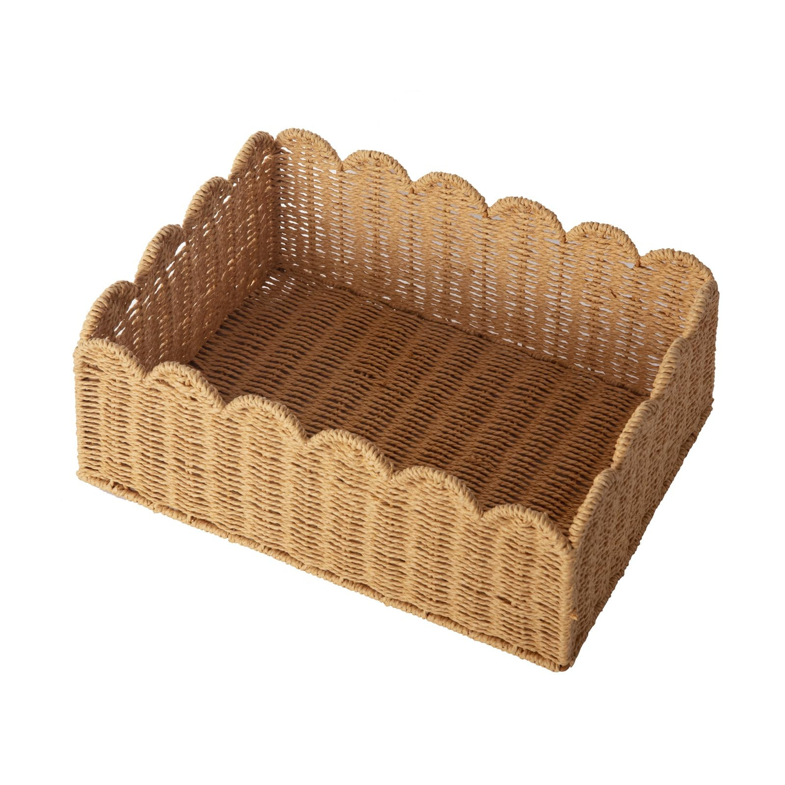 Scalloped Basket, Wicker Storage Baskets, Hand Woven Baskets for Shelves,Natural Baskets for Orga... | Amazon (US)