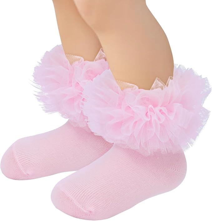 Zando Toddler Ruffle Socks for Girls 1-10 Years - Cotton Tutu Socks with Puffly Lace Frilly Edge ... | Amazon (US)