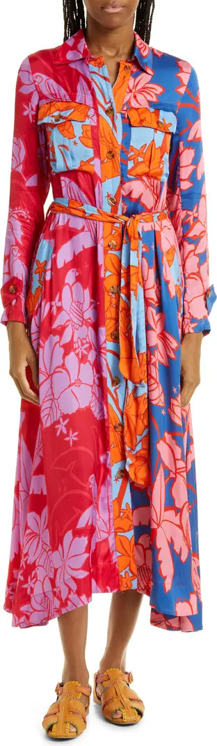 Floral Print Tie Waist Long Sleeve Midi Dress | Nordstrom