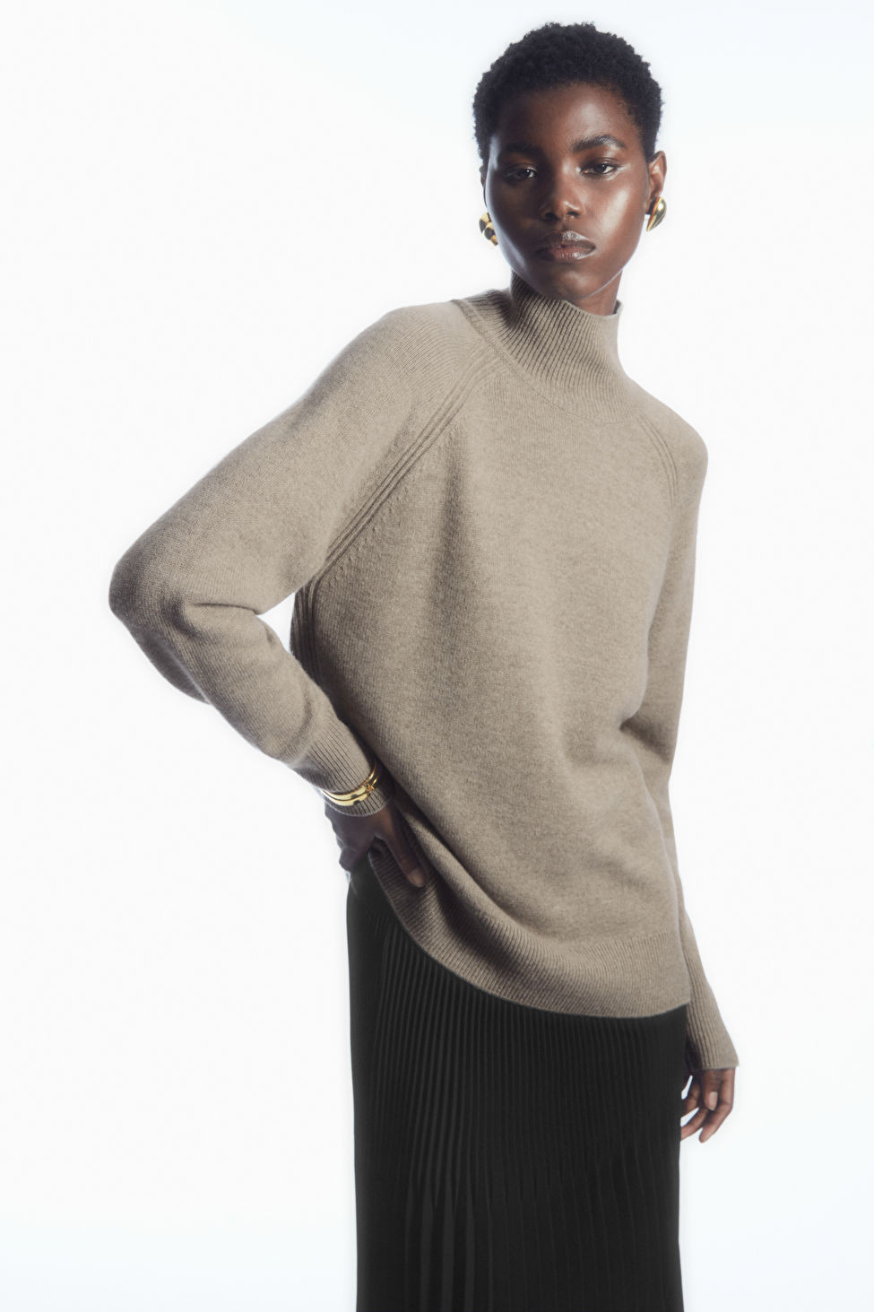 PURE CASHMERE TURTLENECK JUMPER - UNDYED / NATURAL - COS | COS UK