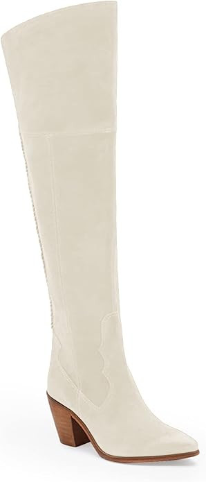 Rilista Womens Cowboy Knee High Boots Chunky Block Heel Pointed Toe Over The Knee Long Cowgirl Bo... | Amazon (US)