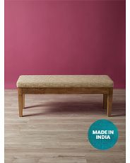 18x48 Grooved Wood Upholstered Bench | HomeGoods