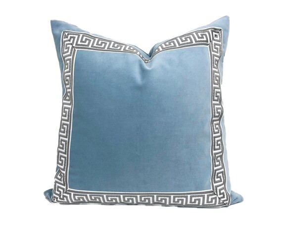 Light Blue Pillow Cover  Baby Blue Velvet Pillow Cover With | Etsy | Etsy (US)