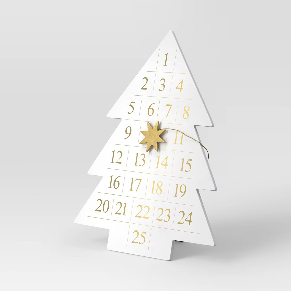19" Wood Tree Christmas Advent Calendar with Star Counter White/Gold - Wondershop™ | Target
