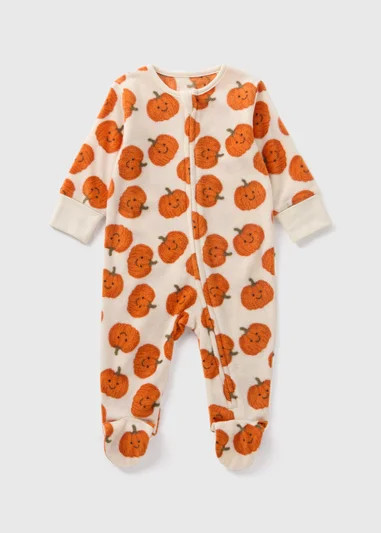 Baby Cream Pumpkin Fleece Sleepsuit (Newborn-18mths) | Matalan (UK)