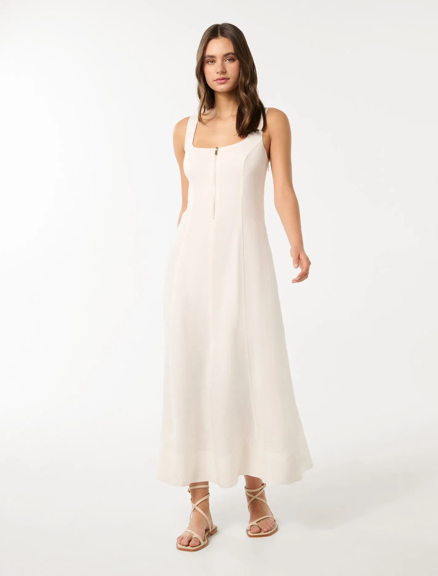 Bronte Linen Zip-Detail Midi Dress | Forever New (AU)