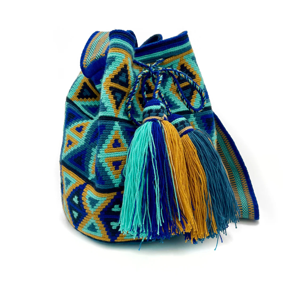 Wayuu Mochila Bag, Blue | Bolsa Nova Handbags